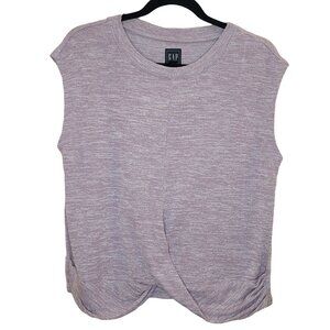 Gap Womens Sweater Top Medium Purple Cap Sleeve Knot Front Casual Basic Comfy